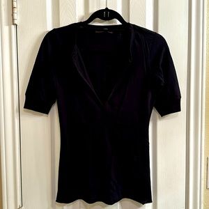 Velvet black v-neck top